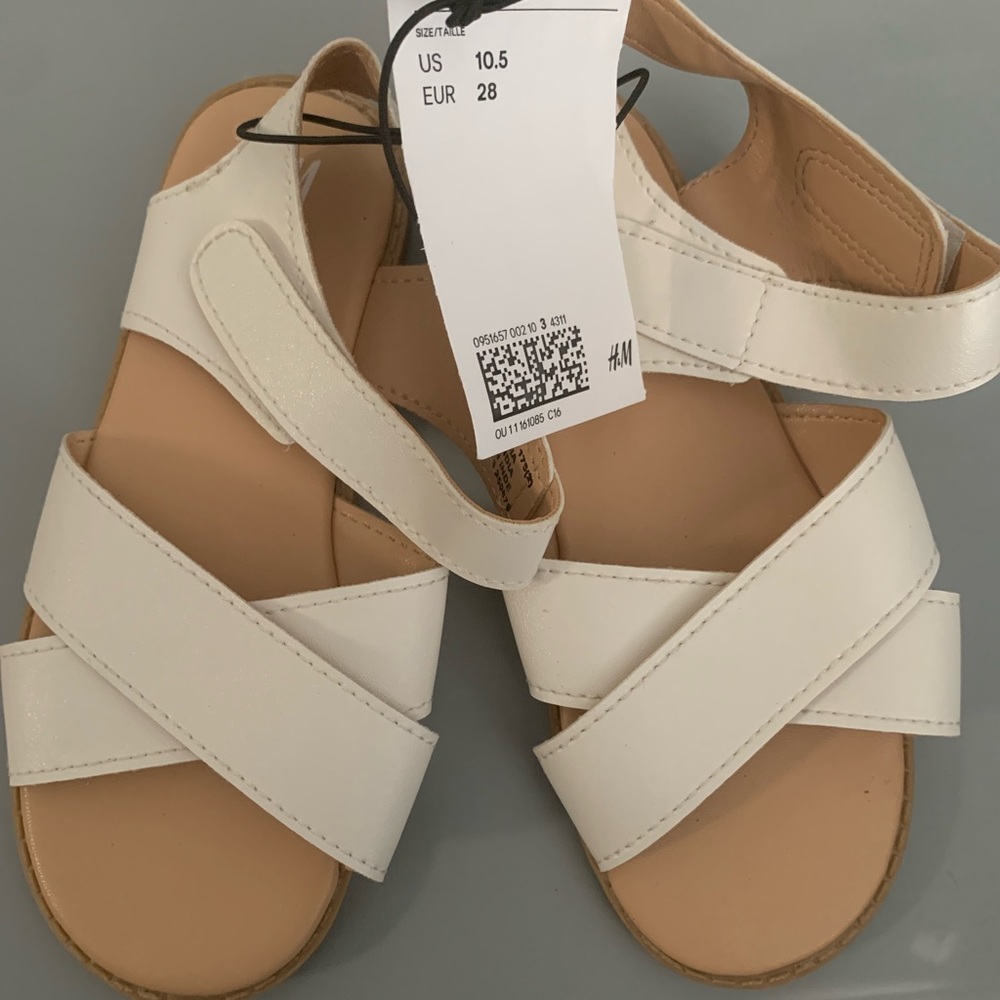 Kids White Faux Leather Sandals